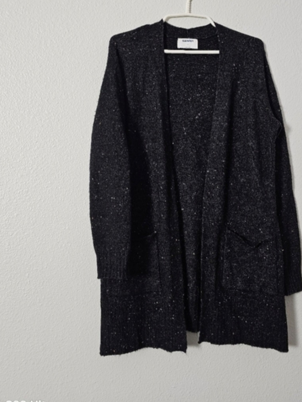 Open-Front Black Speckled Cardigan Sweater Sz S